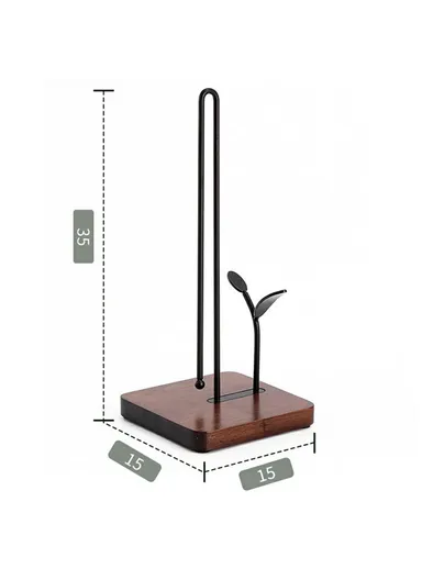 Square Wooden Base Roll Paper Holder Stand Kitchen Vertical Cling Film Storage Rack CYF-077