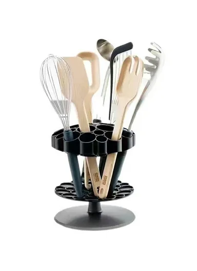 Rotating Cutlery Organizer Kitchen Utensil Holder Drainer Rack for Spoons Chopsticks Forks Knives