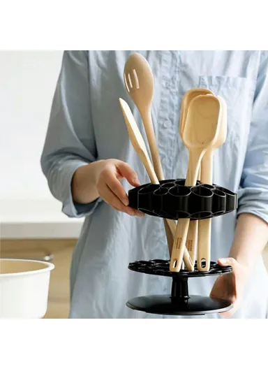Rotating Cutlery Organizer Kitchen Utensil Holder Drainer Rack for Spoons Chopsticks Forks Knives