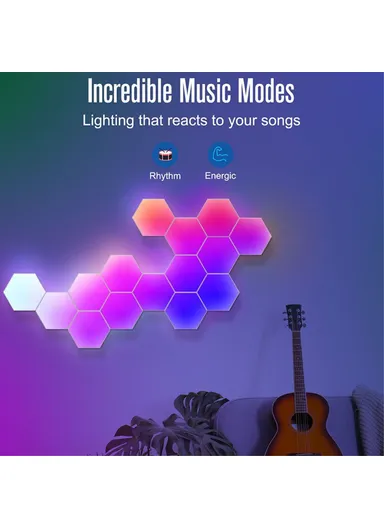 3-Pcs DIY Hexagonal Honeycomb LED Light RGBIC LED Wall Lamp with Smart APP Voice Control 