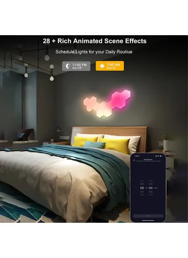 3-Pcs DIY Hexagonal Honeycomb LED Light RGBIC LED Wall Lamp with Smart APP Voice Control 