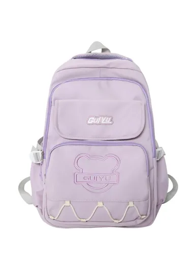 Nylon Laptop Shoulders Bag Handbag Students School Bag Bookbag Girls Travel Backpack - Purple