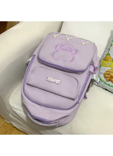 Nylon Laptop Shoulders Bag Handbag Students School Bag Bookbag Girls Travel Backpack - Purple