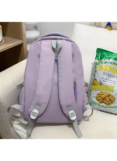 Nylon Laptop Shoulders Bag Handbag Students School Bag Bookbag Girls Travel Backpack - Purple