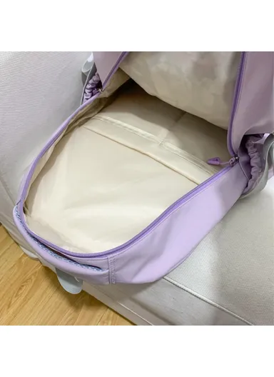 Nylon Laptop Shoulders Bag Handbag Students School Bag Bookbag Girls Travel Backpack - Purple
