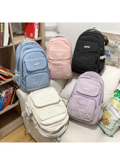 Nylon Laptop Shoulders Bag Handbag Students School Bag Bookbag Girls Travel Backpack - Purple