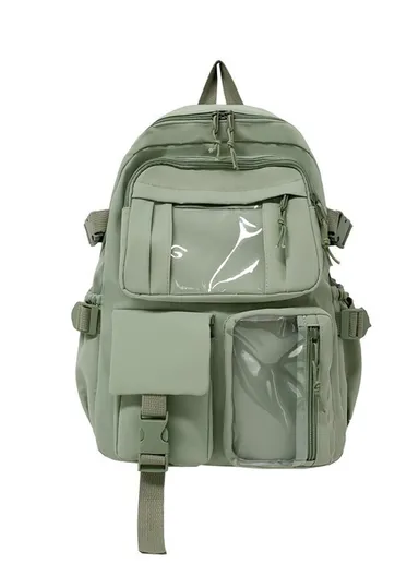 Nylon Backpack Students School Book Bag Travel Shoulders Bag - Light Green