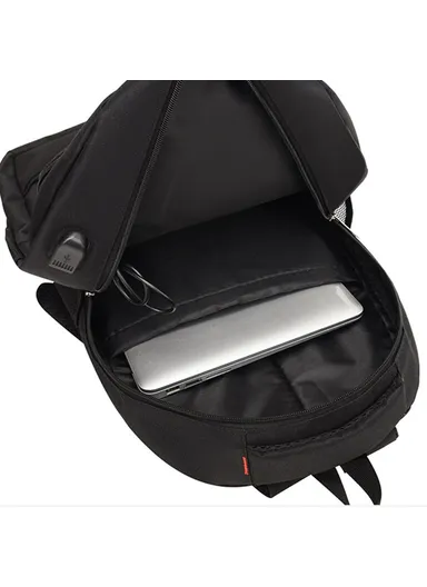 20L Oxford Cloth Travel Backpack, Dual Shoulder Laptop Bag with USB Port ZWX-6010 Size S (W33 x D17 x H47)cm - Red