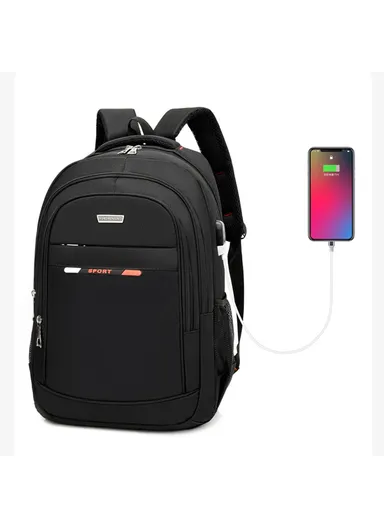 20L Oxford Cloth Travel Backpack, Dual Shoulder Laptop Bag with USB Port ZWX-6010 Size S (W33 x D17 x H47)cm - Red