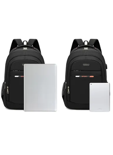 20L Oxford Cloth Travel Backpack, Dual Shoulder Laptop Bag with USB Port ZWX-6010 Size S (W33 x D17 x H47)cm - Red