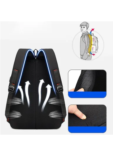 20L Oxford Cloth Travel Backpack, Dual Shoulder Laptop Bag with USB Port ZWX-6010 Size S (W33 x D17 x H47)cm - Red