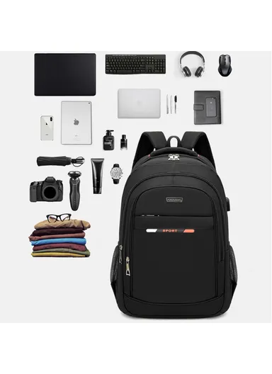 20L Oxford Cloth Travel Backpack, Dual Shoulder Laptop Bag with USB Port ZWX-6010 Size S (W33 x D17 x H47)cm - Red