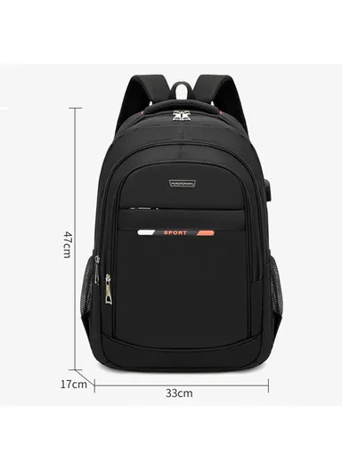 20L Oxford Cloth Travel Backpack, Dual Shoulder Laptop Bag with USB Port ZWX-6010 Size S (W33 x D17 x H47)cm - Red