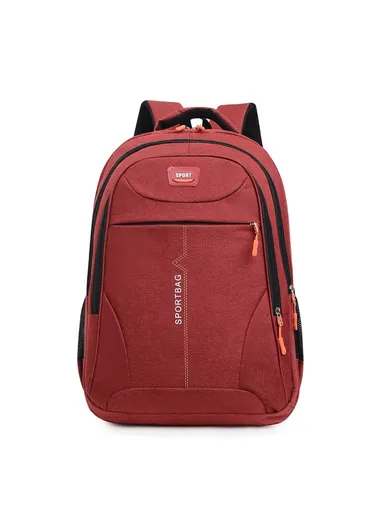 Large Capacity Travel Nylon Backpack Schoolbag Laptop Storage Dual Shoulders Bag (L19 x W32 x H46)cm - Red