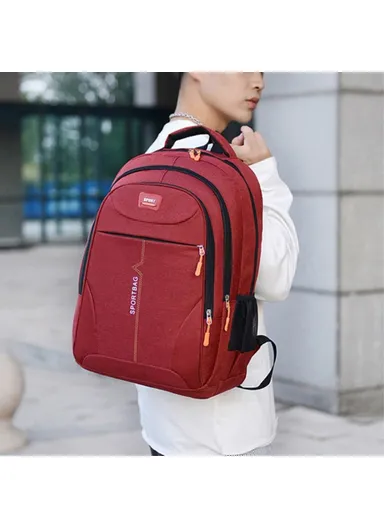 Large Capacity Travel Nylon Backpack Schoolbag Laptop Storage Dual Shoulders Bag (L19 x W32 x H46)cm - Red