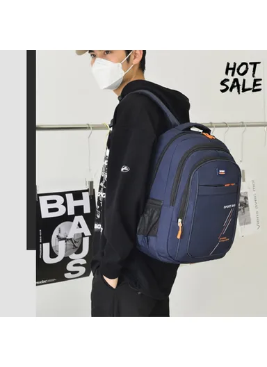 36-55L Lightweight Sport Oxford Cloth Backpack Schoolbag Travel Laptop Dual Shoulders Bag (W30 x D14 x H45) cm- Blue