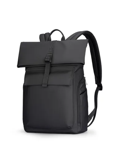 13.2L Business Oxford Cloth Shoulders Bag Laptop Storage Backpack Large Daypack with Magnetic Button MR9366SJ (W30 x D13 x H42)cm - Black