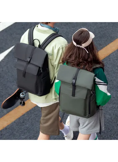 13.2L Business Oxford Cloth Shoulders Bag Laptop Storage Backpack Large Daypack with Magnetic Button MR9366SJ (W30 x D13 x H42)cm - Black