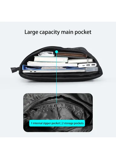 13.2L Business Oxford Cloth Shoulders Bag Laptop Storage Backpack Large Daypack with Magnetic Button MR9366SJ (W30 x D13 x H42)cm - Black