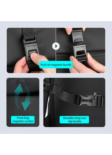 13.2L Business Oxford Cloth Shoulders Bag Laptop Storage Backpack Large Daypack with Magnetic Button MR9366SJ (W30 x D13 x H42)cm - Black