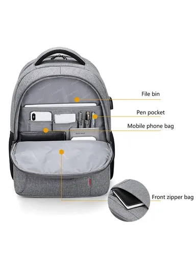 Business Shoulder Bag with External USB Port Waterproof 15.6-inch Laptop Backpack  CB-2037S - Black