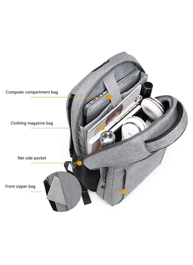 Business Shoulder Bag with External USB Port Waterproof 15.6-inch Laptop Backpack  CB-2037S - Black