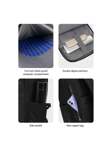 Men's Business Travel Backpack, Anti-Splash Large Capacity Laptop Dual Shoulder Bag CB-8273 (W29 x D14 x H44)cm - Black