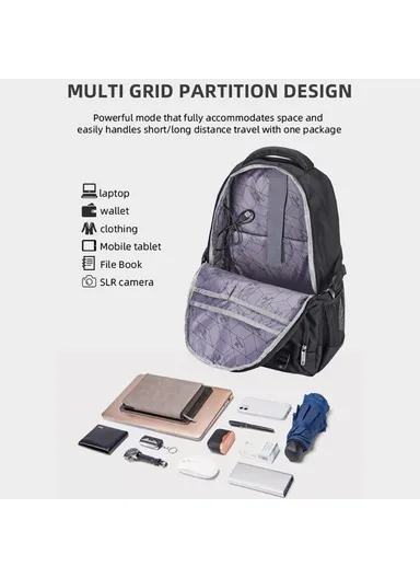 USB Port Dual Shoulders Bag Waterproof Nylon Laptop Backpack Travel Daypack 3878 (W32 x D20 x H50)cm