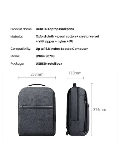 15.6" 600D Oxford Cloth Travel Backpack, Waterproof Laptop Carrying Daypack 90798 