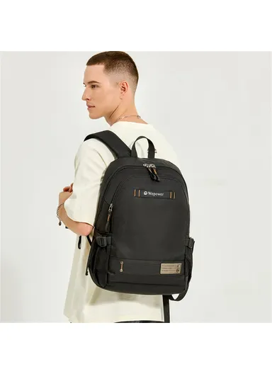 Men Travel Commute Laptop Backpack Nylon Large Capacity Student Casual Daypack 8107 - Dark Blue