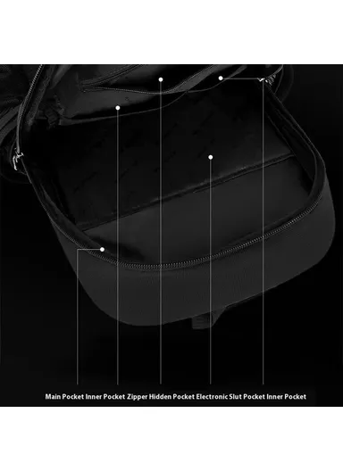 Men Travel Commute Laptop Backpack Nylon Large Capacity Student Casual Daypack 8107 - Grey