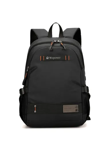 Men Travel Commute Laptop Backpack Nylon Large Capacity Student Casual Daypack 8107 - Black