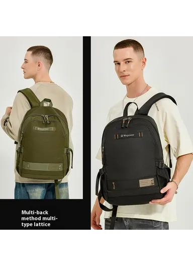 Men Travel Commute Laptop Backpack Nylon Large Capacity Student Casual Daypack 8107 - Black