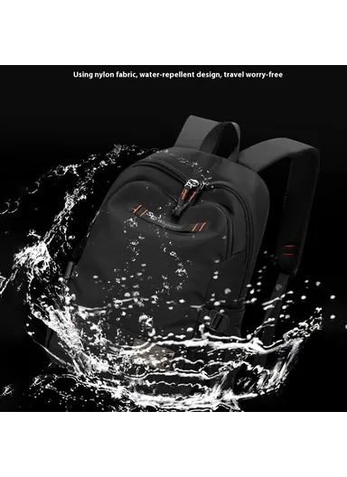 Men Travel Commute Laptop Backpack Nylon Large Capacity Student Casual Daypack 8107 - Black