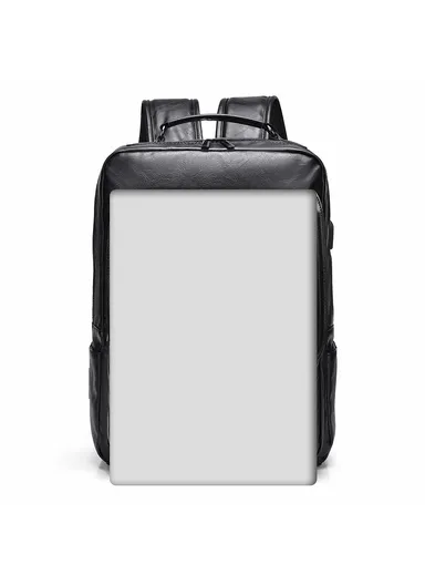 20-35L Men's PU Leather USB Port  Laptop Backpack, Travel Bag Dual Shoulders Bag Daypack B677 (W28 x D14 x H40)cm - Grey