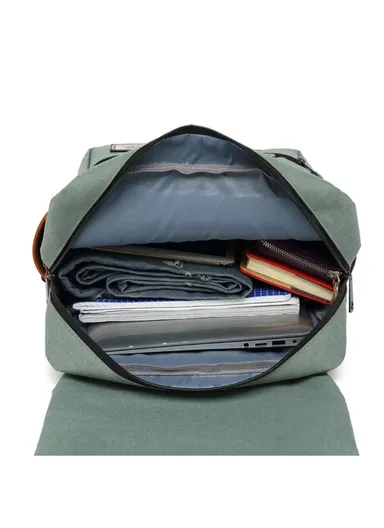 Retro Nylon Oxford Cloth Backpack Laptop Clothes Dual Shoulders Bag with USB Charging Port - Light Gold Zipper &amp; Full Black