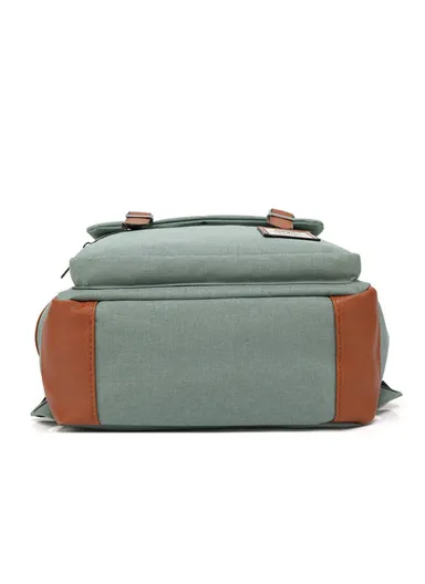 Retro Nylon Oxford Cloth Backpack – Dual Shoulder Laptop &amp; Clothes Bag with USB Charging Port-Light Gold Zipper -Grey