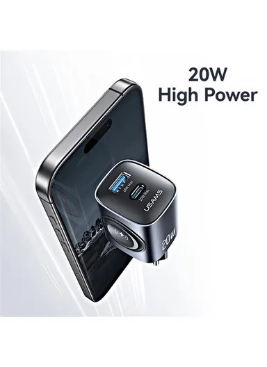3 in 1 Fast Charger Apple Watch USB-A + USB-C GaN PD 20W Fast Charging Phone Adapter CC293 T67 - EU Plug