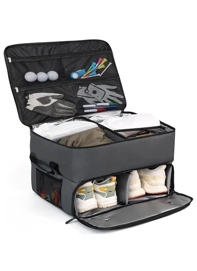 Folding Golf Organizer Bag Portable Clothing Storage Case with Shoes Compartment LI2158 - Dark Grey