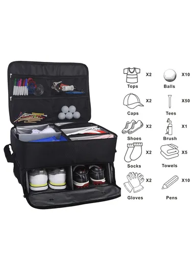 Folding Golf Organizer Bag Portable Clothing Storage Case with Shoes Compartment LI2158 - Dark Grey