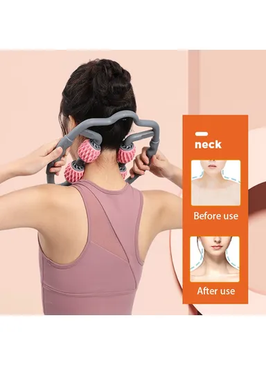 Handheld Muscle Roller Cellulite Massager Release Myofascial Trigger Points Reduce Muscle Soreness Deep Tissue Massage Roller Tool - Sky Blue &amp; Grey