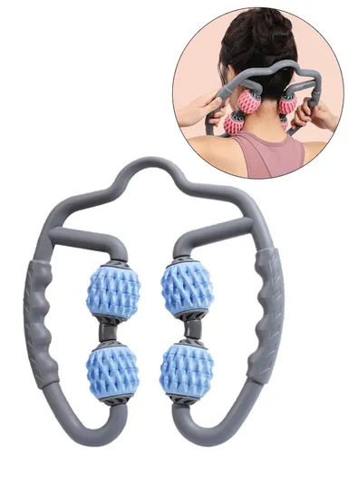 Handheld Muscle Roller Cellulite Massager Release Myofascial Trigger Points Reduce Muscle Soreness Deep Tissue Massage Roller Tool - Sky Blue &amp; Grey