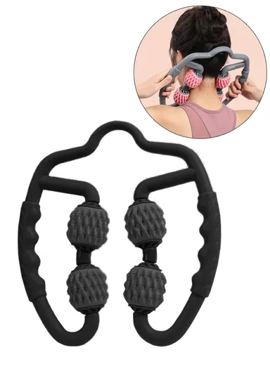 Handheld Muscle Roller Cellulite Massager Release Myofascial Trigger Points Reduce Muscle Soreness Deep Tissue Massage Roller Tool - Black