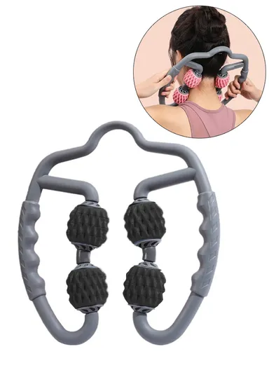 Handheld Muscle Roller Cellulite Massager Release Myofascial Trigger Points Reduce Muscle Soreness Deep Tissue Massage Roller Tool - Black &amp; Grey