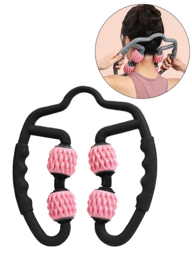 Handheld Muscle Roller Cellulite Massager Release Myofascial Trigger Points Reduce Muscle Soreness Deep Tissue Massage Roller Tool - Pink &amp; Black