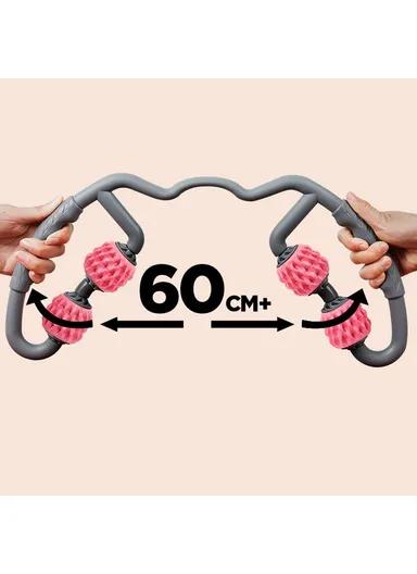 Handheld Muscle Roller Cellulite Massager Release Myofascial Trigger Points Reduce Muscle Soreness Deep Tissue Massage Roller Tool - Pink &amp; Black