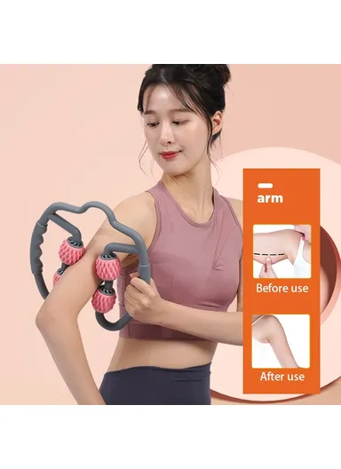 Handheld Muscle Roller Cellulite Massager Release Myofascial Trigger Points Reduce Muscle Soreness Deep Tissue Massage Roller Tool - Pink &amp; Black