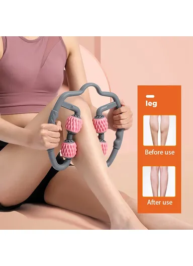 Handheld Muscle Roller Cellulite Massager Release Myofascial Trigger Points Reduce Muscle Soreness Deep Tissue Massage Roller Tool - Pink &amp; Black