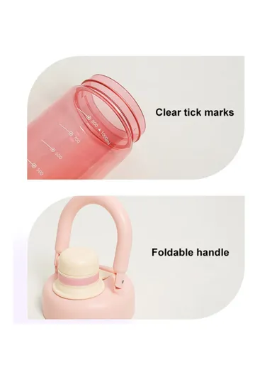 1000ml Gradient Color Drinking Cup Outdoor Portable Water Bottle with Tea Divider - Tangerine Pink