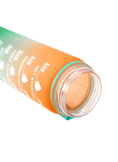 1L Sports Water Bottle with Time Marker Water Jug Leak-proof Drinking Kettle - Orange &amp; Green